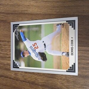 Dennis Cook dodgers 2.5 in x 3.5 in black silver red blue white baseball card